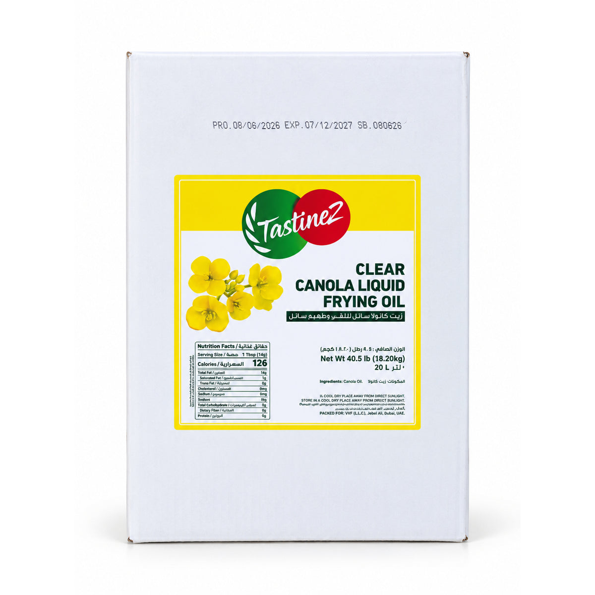 Clear Canola Liquid Frying Oil 20 Ltr